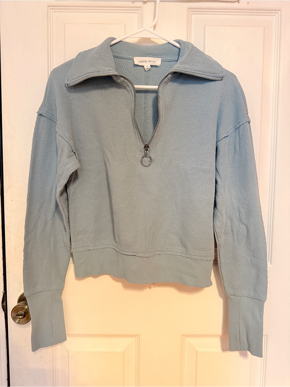 Light Blue Quarter-Zip Pullover Sweater